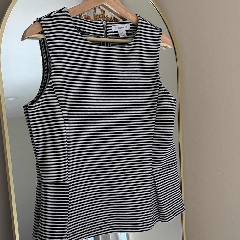 Liz Claiborne Black and White Striped Blouse